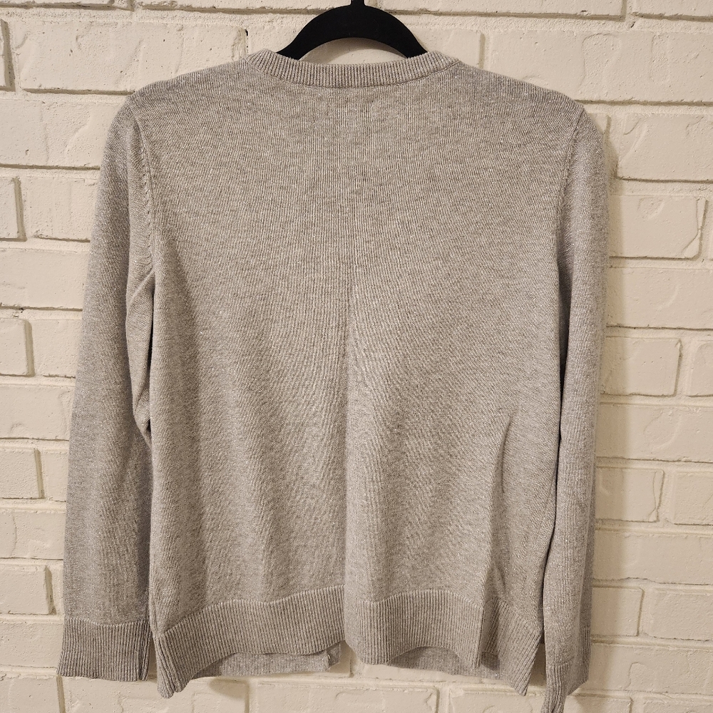 Croft And Barrow Silver Sparkle Gray Cardigan Sweater Medium - Picture 9 of 9
